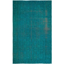 Atina Turkuaz Eskitme Yün Modern Desenli Yün Hav Toz Vermez Leke Tutmayan Salon Yolluk Mutfak El Dokuma Halı