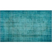 Turkuaz Göbekli Yün Modern Desenli Yün Hav Toz Vermez Leke Tutmayan Salon Yolluk Mutfak El Dokuma Halı