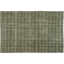 Yeşil Eskitme Yün Modern Desenli Yün Hav Toz Vermez Leke Tutmayan Salon Yolluk Mutfak El Dokuma Halı