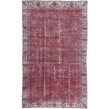 Hali.Net 153x250 cm Gri Kırmızı Çiçekli Vintage Geleneksel Halı | Salon Yatak Odası Halısı | Hav Vermez | UNİQUE-16000
