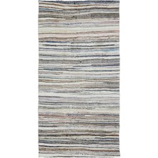 Fischamend Lacivert Patchwork Pamuk  Modern Desenli Yün Hav Toz Vermez Leke Tutmayan Salon Yolluk Mutfak El Dokuma Halı