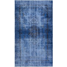 Hali.Net 158x277 cm Krem Mavi Geleneksel Vintage Eskitme Halı | Salon Yatak Odası Halısı | Hav Vermez | UNİQUE-18819
