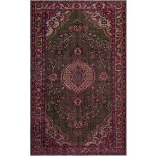 Atina Kırmızı Eskitme Yün Modern Desenli Yün Hav Toz Vermez Leke Tutmayan Salon Yolluk Mutfak El Dokuma Halı