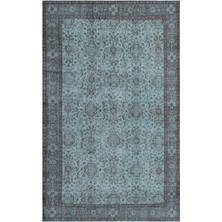 Atina Turkuaz Eskitme Yün Modern Desenli Yün Hav Toz Vermez Leke Tutmayan Salon Yolluk Mutfak El Dokuma Halı