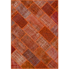 Hali.Net 160x230 cm Turuncu Eskitme El Dokuma Yün Halı | El Yapımı Doğal Yün Salon Halısı | Geleneksel Anadolu Hav Vermez | UNİQUE-31249