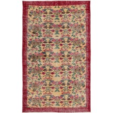 Kavala Kırmızı Göbekli Yün Modern Desenli Yün Hav Toz Vermez Leke Tutmayan Salon Yolluk Mutfak El Dokuma Halı