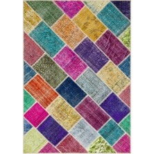 Hali.Net 161x230 cm Bej Çok Renkli Çeşitli Patchwork Yama Halı | Salon Yatak Odası Halısı | Hav Vermez | UNİQUE-36173