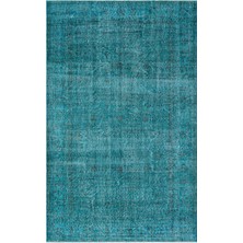 Atina Turkuaz Eskitme Yün Modern Desenli Yün Hav Toz Vermez Leke Tutmayan Salon Yolluk Mutfak El Dokuma Halı
