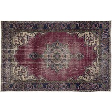 Kırmızı Göbekli Yün Modern Desenli Yün Hav Toz Vermez Leke Tutmayan Salon Yolluk Mutfak El Dokuma Halı