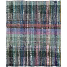 Teselya Bej Çizgili Yün Modern Desenli Yün Hav Toz Vermez Leke Tutmayan Salon Yolluk Mutfak El Dokuma Halı