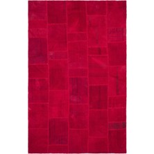 Matera Kırmızı Çiçekli Tensel Modern Desenli Yün Hav Toz Vermez Leke Tutmayan Salon Yolluk Mutfak El Dokuma Halı