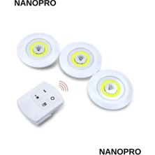 Nanopro Uzaktan Kumandalı 3'lü Spot LED Lamba Kablosuz Pilli Işıldak