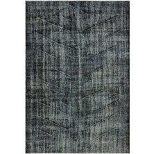 Hali.Net 186x278 cm Kırmızı Koyu Gri Soyut Çizgiler Modern Vintage Eskitme Halı | Salon Yatak Odası Halısı | Hav Vermez | UNİQUE-34807