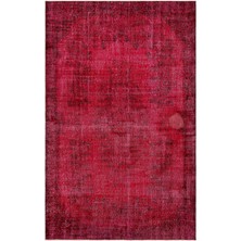 Atina Kırmızı Eskitme Yün Modern Desenli Yün Hav Toz Vermez Leke Tutmayan Salon Yolluk Mutfak El Dokuma Halı