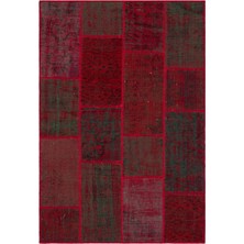 Hali.Net 120x180 cm Kırmızı Vintage Anadolu Eskitme Yün Halı | Yatak Odası Çocuk Odası Salon Halısı | Doğal Yün El Yapımı El Dokuma Hav Vermez | UNİQUE-33150