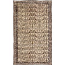 Hali.Net 157x267 cm Bej Vintage El Dokuma Yün Halı | El Yapımı Doğal Yün Salon Halısı | Geleneksel Anadolu Hav Vermez | UNİQUE-9638