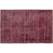 Kırmızı Eskitme Yün Modern Desenli Yün Hav Toz Vermez Leke Tutmayan Salon Yolluk Mutfak El Dokuma Halı