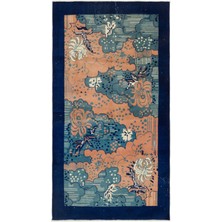 Hali.Net 114x212 cm Bej Somon Bulut Art Deco Doğa Temalı Halı | Salon Yatak Odası Halısı | Hav Vermez | UNİQUE-19055
