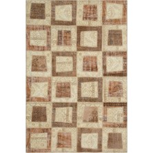 Hali.Net 160x233 cm Kahverengi Bej Geleneksel Vintage Patchwork Halı | Salon Yatak Odası Halısı | Hav Vermez | UNİQUE-21584