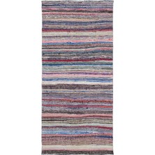 Hali.Net 122x257 cm Kırmızı Vintage Anadolu Eskitme Yün Halı | Salon Yatak Odası Halısı | Doğal Yün El Yapımı El Dokuma Hav Vermez | UNİQUE-32139