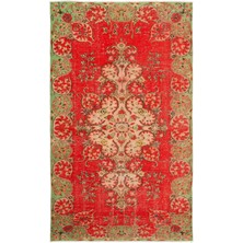 Ikat Kırmızı Ikat Ipek Modern Desenli Yün Hav Toz Vermez Leke Tutmayan Salon Yolluk Mutfak El Dokuma Halı