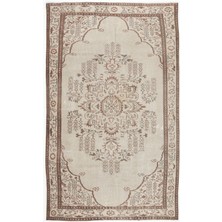 Hali.Net 155x262 cm Bej Atina El Dokuma Yün Halı | El Yapımı Doğal Yün Salon Halısı | Geleneksel Anadolu Hav Vermez | UNİQUE-5997