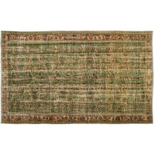Hali.Net 178x291 cm Kahverengi Yeşil Bitkisel Vintage Geleneksel Desen Halı | Salon Yatak Odası Halısı | Hav Vermez | UNİQUE-10284