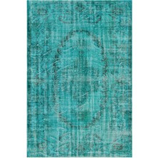 Hali.Net 182x267 cm Bej Turkuaz Bitkisel Vintage Medalyonlu Halı | Salon Yatak Odası Halısı | Hav Vermez | UNİQUE-34602