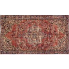 Kırmızı Göbekli Yün Modern Desenli Yün Hav Toz Vermez Leke Tutmayan Salon Yolluk Mutfak El Dokuma Halı