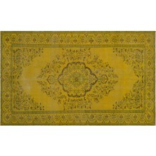 Sarı Göbekli Yün Modern Desenli Yün Hav Toz Vermez Leke Tutmayan Salon Yolluk Mutfak El Dokuma Halı