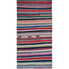 Hali.Net 162x303 cm Bej Çok Renkli Bohem Çizgili Halı | Salon Yatak Odası Halısı | Hav Vermez | UNİQUE-32109