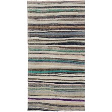 Hali.Net 127x250 cm Kahverengi Bej Çizgili Bohem Çizgili Halı | Salon Yatak Odası Halısı | Hav Vermez | UNİQUE-32144