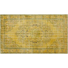 Sarı Göbekli Yün Modern Desenli Yün Hav Toz Vermez Leke Tutmayan Salon Yolluk Mutfak El Dokuma Halı