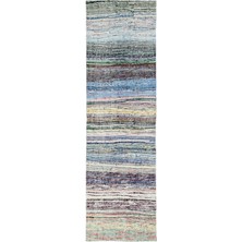Hali.Net 64x224 cm Bej Beyaz Soyut Bohem Çizgili Halı | Mutfak Koridor Halısı | Hav Vermez | UNİQUE-37009