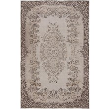 Hali.Net 172x270 cm Bej Çiçekli Vintage Medalyonlu Halı | Salon Yatak Odası Halısı | Hav Vermez | UNİQUE-3526