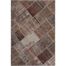 Hali.Net 120x180 cm Kahverengi Vintage Anadolu Eskitme Yün Halı | Yatak Odası Çocuk Odası Salon Halısı | Doğal Yün El Yapımı El Dokuma Hav Vermez | UNİQUE-25092