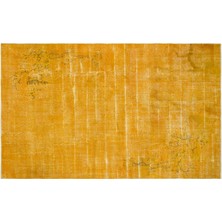 Sarı Eskitme Yün Modern Desenli Yün Hav Toz Vermez Leke Tutmayan Salon Yolluk Mutfak El Dokuma Halı