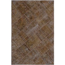 Hali.Net 120x180 cm Kahverengi Vintage Anadolu Eskitme Yün Halı | Yatak Odası Çocuk Odası Salon Halısı | Doğal Yün El Yapımı El Dokuma Hav Vermez | UNİQUE-25102