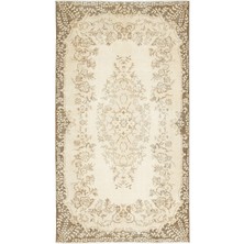 Hali.Net 168x303 cm Bej Krem Çiçekli Vintage Geleneksel Medalyonlu Halı | Salon Yatak Odası Halısı | Hav Vermez | UNİQUE-12045