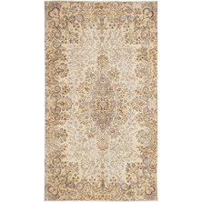 Hali.Net 163x289 cm Bej Bitkisel Vintage Medalyonlu Halı | Salon Yatak Odası Halısı | Hav Vermez | UNİQUE-17002