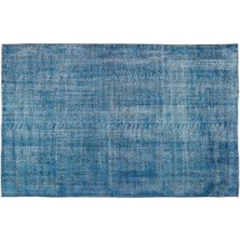 Mavi Eskitme Yün Modern Desenli Yün Hav Toz Vermez Leke Tutmayan Salon Yolluk Mutfak El Dokuma Halı