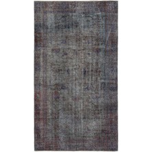 Hali.Net 160x288 cm Kahverengi Gri Soyut Vintage Vintage Halı | Salon Yatak Odası Halısı | Hav Vermez | UNİQUE-19330