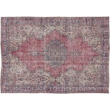 Kırmızı Göbekli Yün Modern Desenli Yün Hav Toz Vermez Leke Tutmayan Salon Yolluk Mutfak El Dokuma Halı