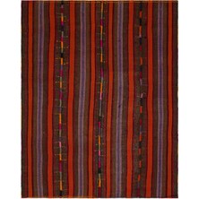 Girit Gri Çizgili Yün Modern Desenli Yün Hav Toz Vermez Leke Tutmayan Salon Yolluk Mutfak El Dokuma Halı