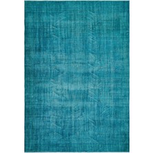 Hali.Net 218x310 cm Mavi Turkuaz Soyut Vintage Eskitme Halı | Salon Yatak Odası Halısı | Hav Vermez | UNİQUE-23377
