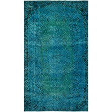 Hali.Net 174x294 cm Mavi Turkuaz Çiçekli Vintage Vintage Halı | Salon Yatak Odası Halısı | Hav Vermez | UNİQUE-18749