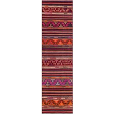 Teselya Bordo Patchwork Yün Modern Desenli Yün Hav Toz Vermez Leke Tutmayan Salon Yolluk Mutfak El Dokuma Halı