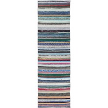 Teselya Kahverengi Çizgili Yün Modern Desenli Yün Hav Toz Vermez Leke Tutmayan Salon Yolluk Mutfak El Dokuma Halı