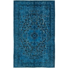 Atina Turkuaz Eskitme Yün Modern Desenli Yün Hav Toz Vermez Leke Tutmayan Salon Yolluk Mutfak El Dokuma Halı