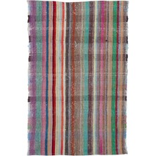 Teselya Kahverengi Çizgili Yün Modern Desenli Yün Hav Toz Vermez Leke Tutmayan Salon Yolluk Mutfak El Dokuma Halı